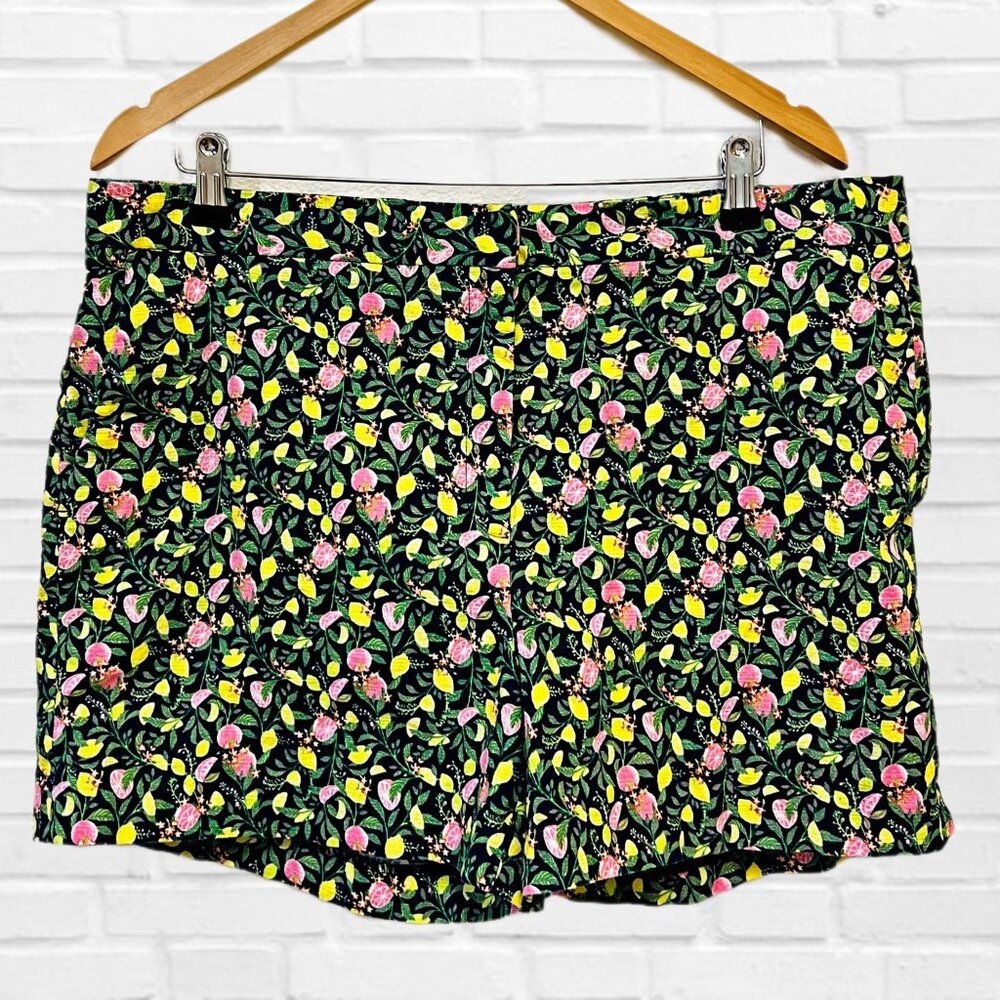 1901 Women's Hi-Rise Shorts Lemon Tropical Multicolor Plus Size Summer Bermuda